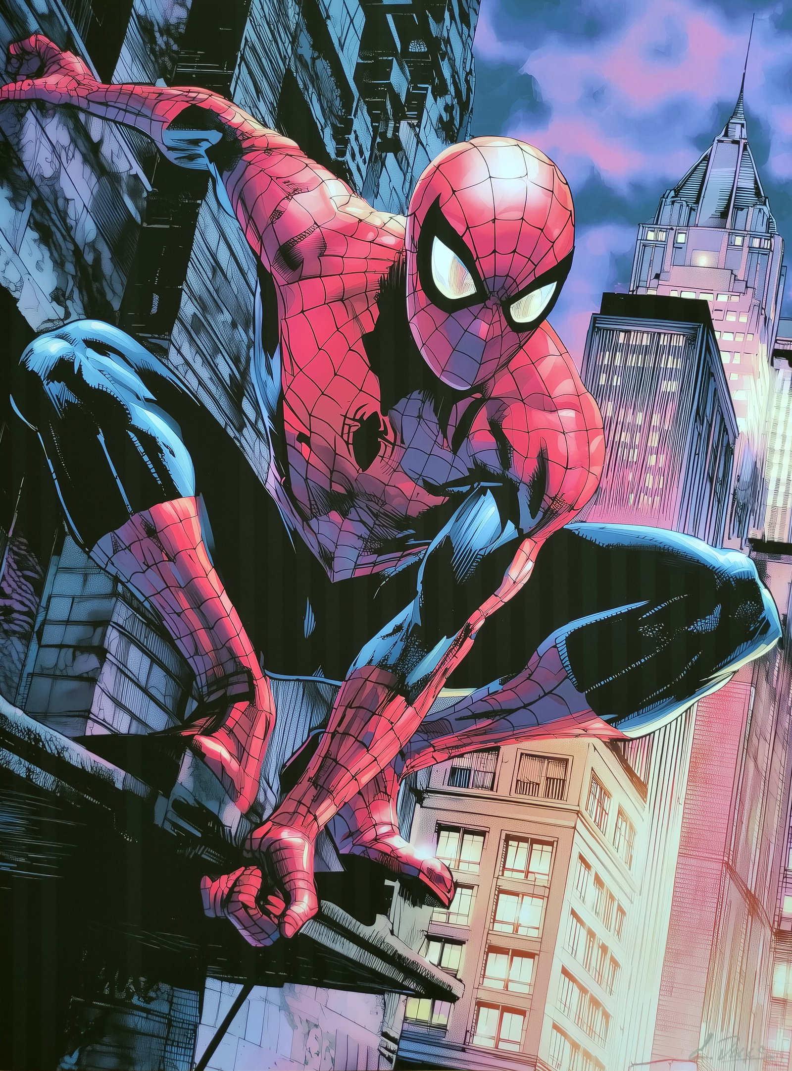 Elena Vaisman – "Spider-Man", Painting on art paper, 18x24 in (45.7 × 61 cm) , 2025: “Spider-Man” is an 18 × 24-inch (45.7 × 61 cm) piece on heavyweight art paper, signed and dated 2025 by Elena Vaisman on both front and back. Unframed and in pristine condition, it comes wit