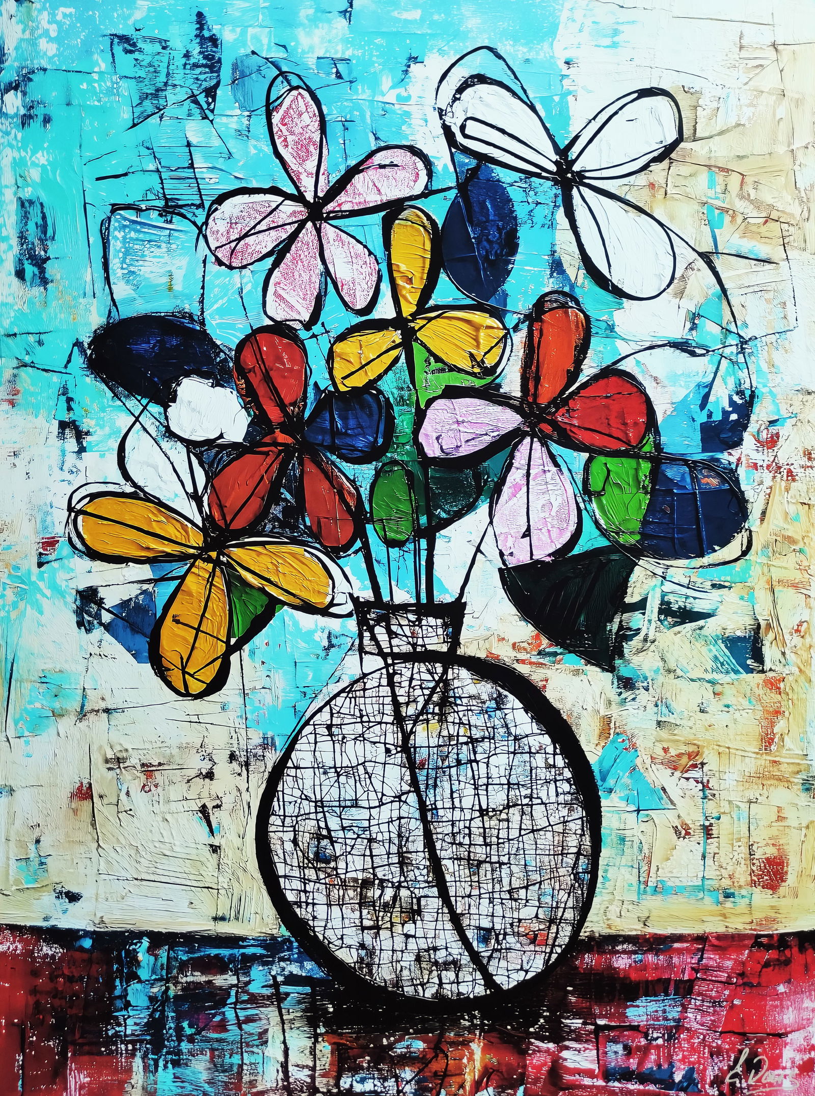 Elena Vaisman – "Textured Blossoms 3", Painting on art paper, 18x24 in (45.7 × 61 cm) , 2025 (1 of 3)