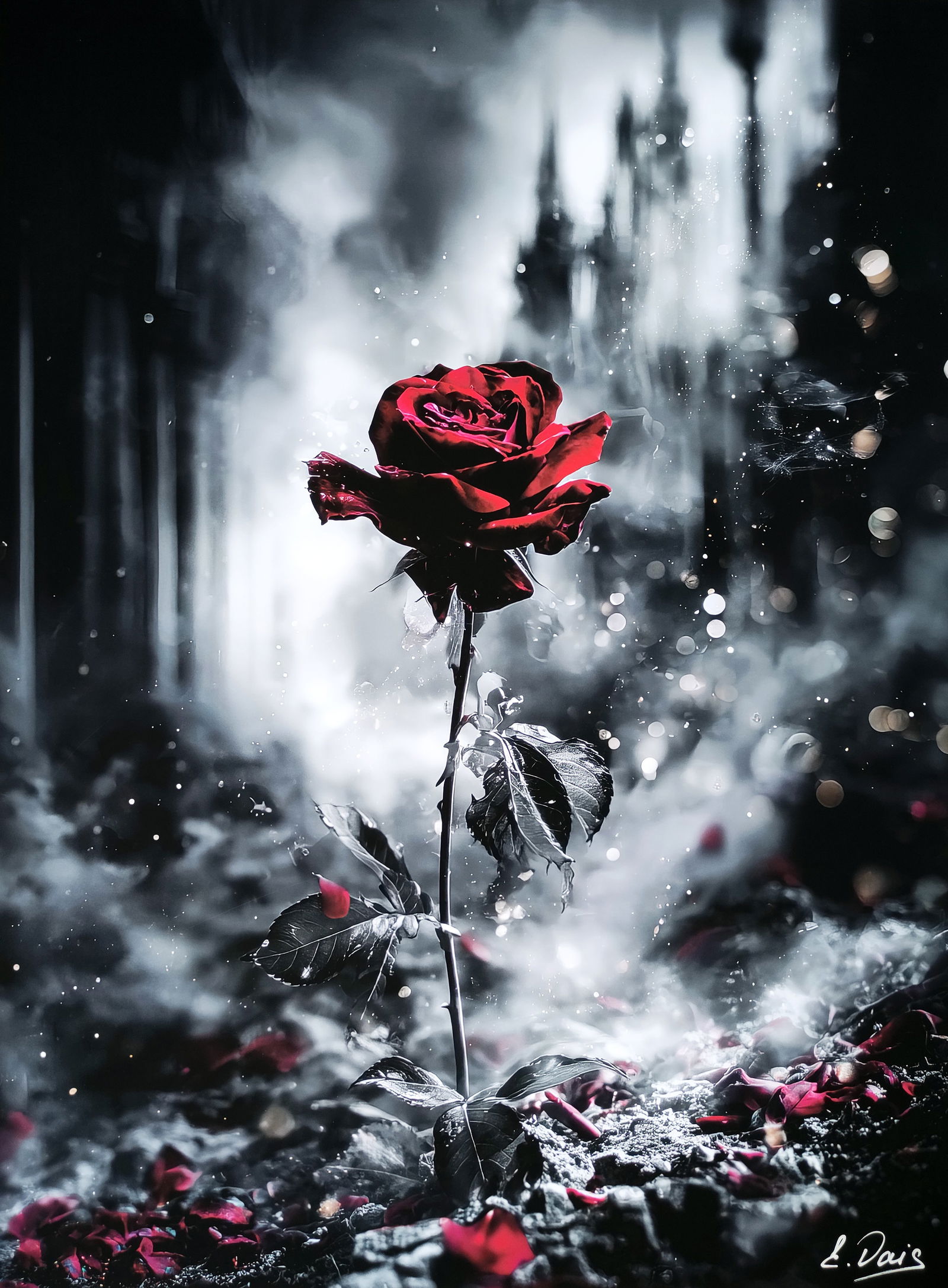 Elena Vaisman – "Gothic Bloom", Painting on art paper, 18x24 in (45.7 × 61 cm) , 2025 (1 of 3)