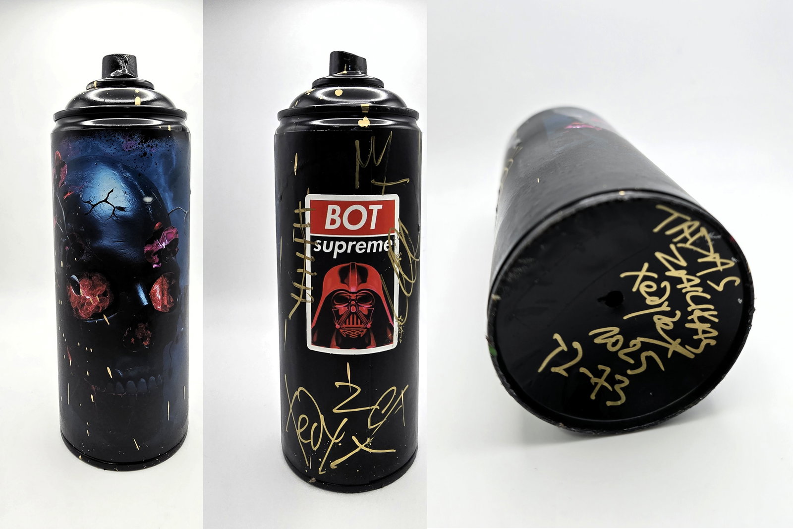 Crimson Bloom Skull (TZ-73) – 7"x2.6" – TedyZet – Original painting on Spray Paint Can (1 of 4)