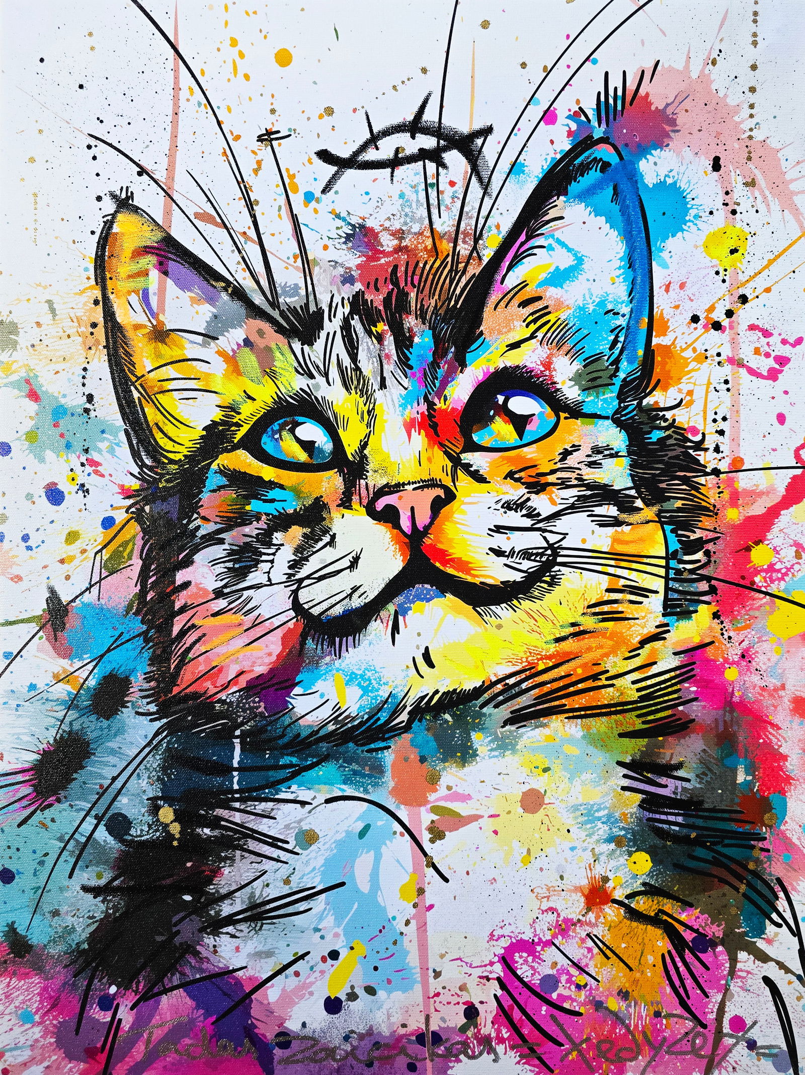 Street Cat Glow #2 – 18"x24" – TedyZet – Original Mixed Media on Canvas (1 of 3)