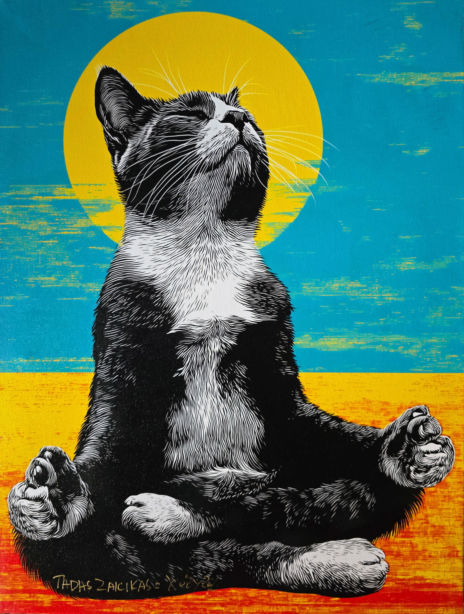 ZEN Whiskers #A2 – 18"x24" – TedyZet – Original Mixed Media on Canvas (1 of 3)