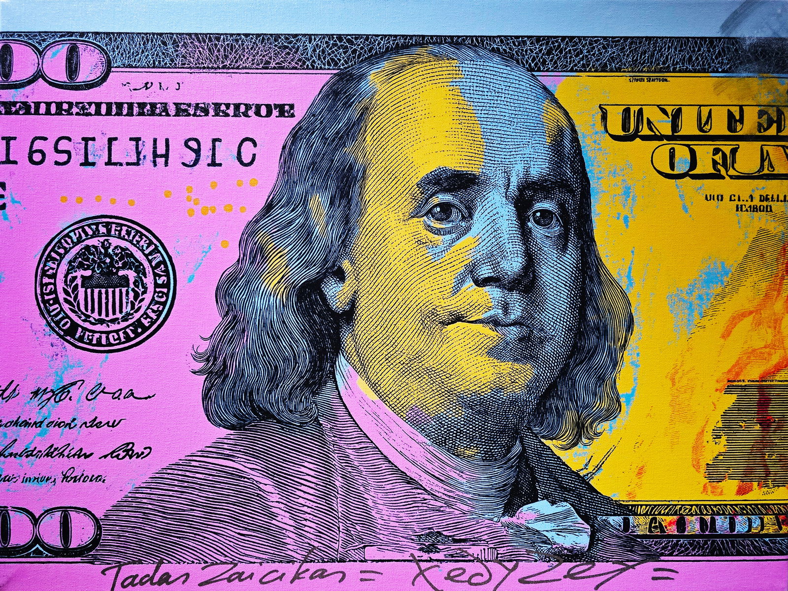 Neon Franklin – 18"x24" – TedyZet – Original Mixed Media on Canvas (1 of 3)