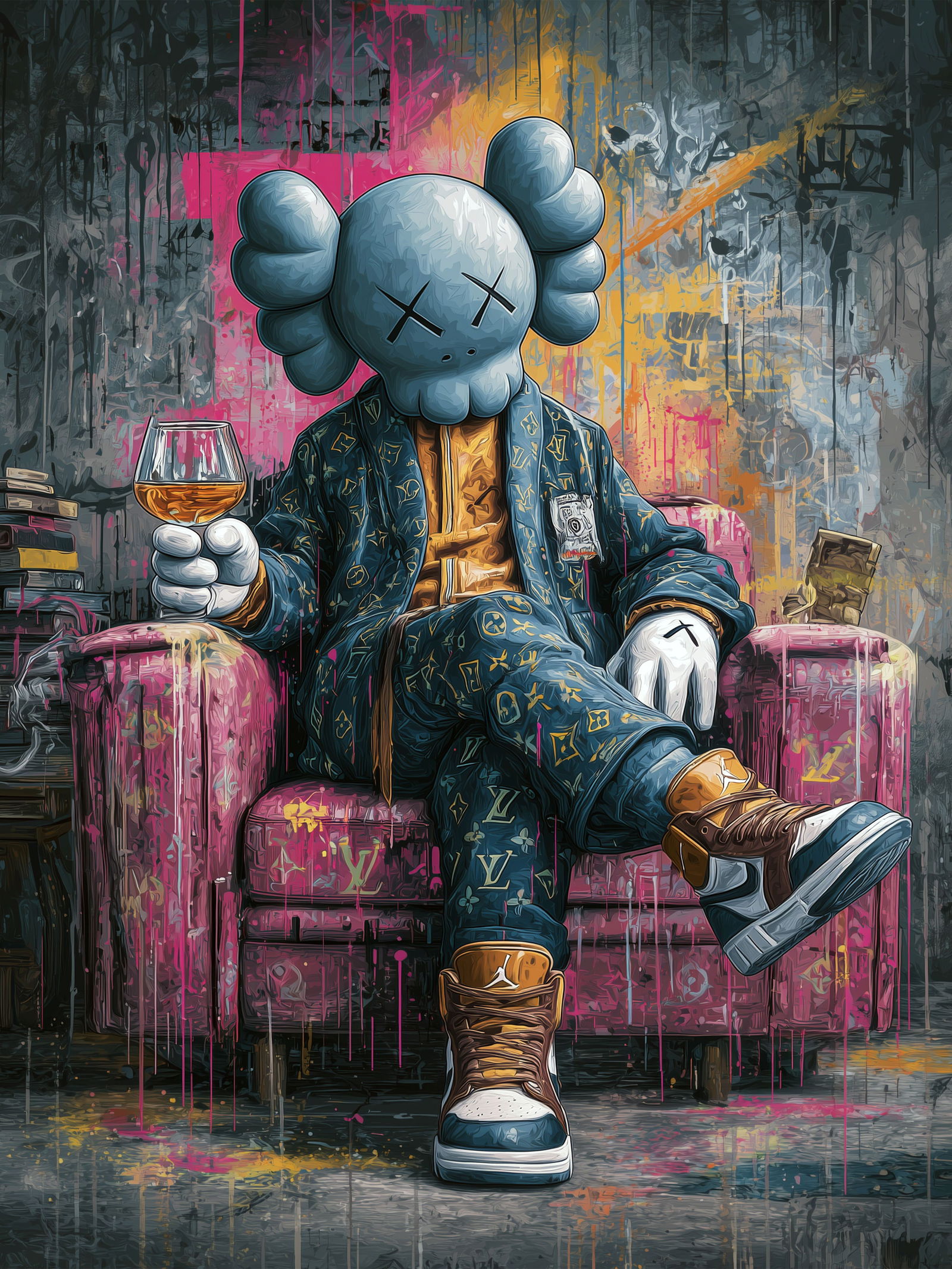 Control Lost – 18"x24" – TedyZet – Original mixed media work on paper: Original mixed media artwork by TedyZet (Tadas Zaicikas), work on paper, 18 × 24 inches, part of the artist’s contemporary studio practice exploring power, presence, and modern iconography through