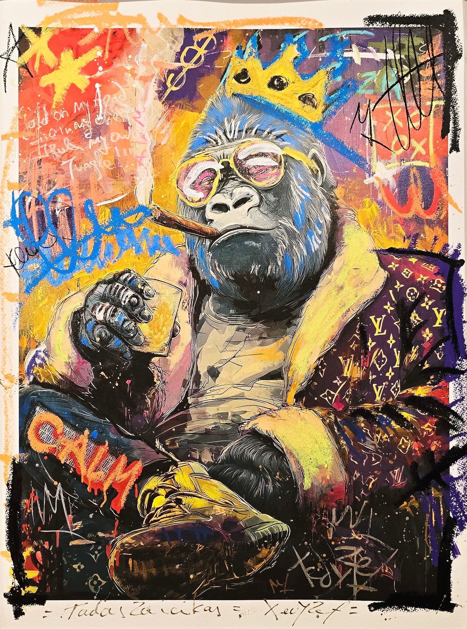 Crowned and Unbothered B – 18"x24" – TedyZet – Original mixed media work on paper (1 of 4)