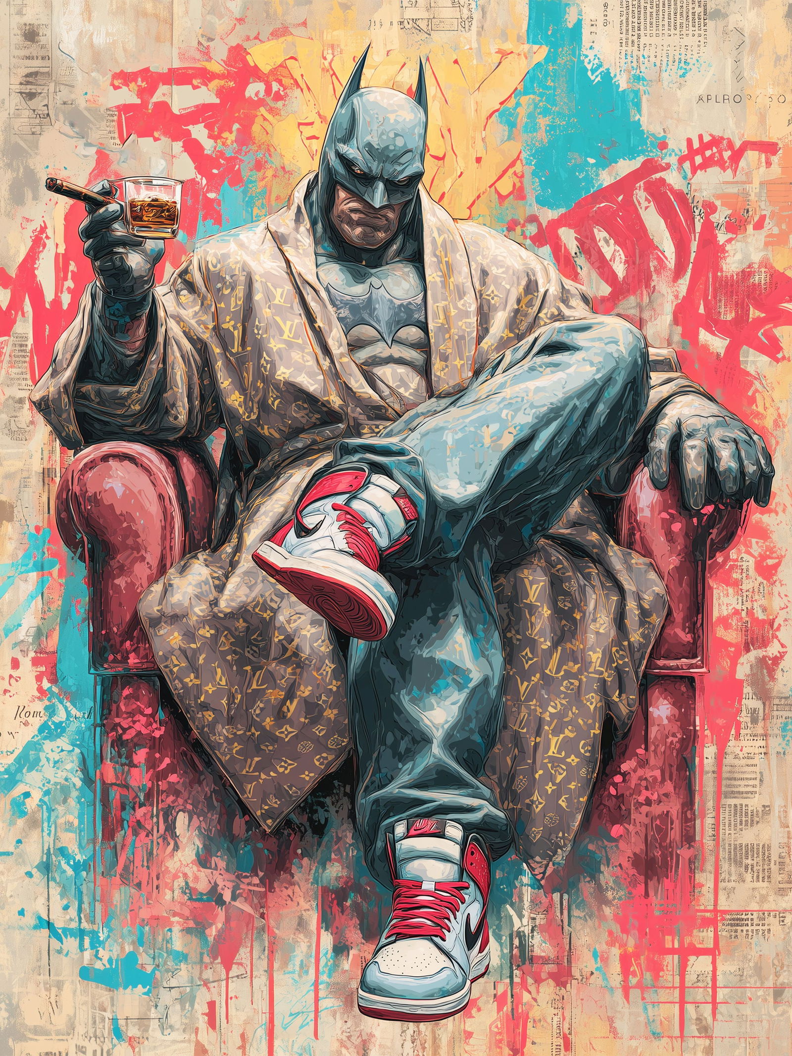 Dark Knight, Soft Power – 18"x24" – TedyZet – Original mixed media work on paper (1 of 4)