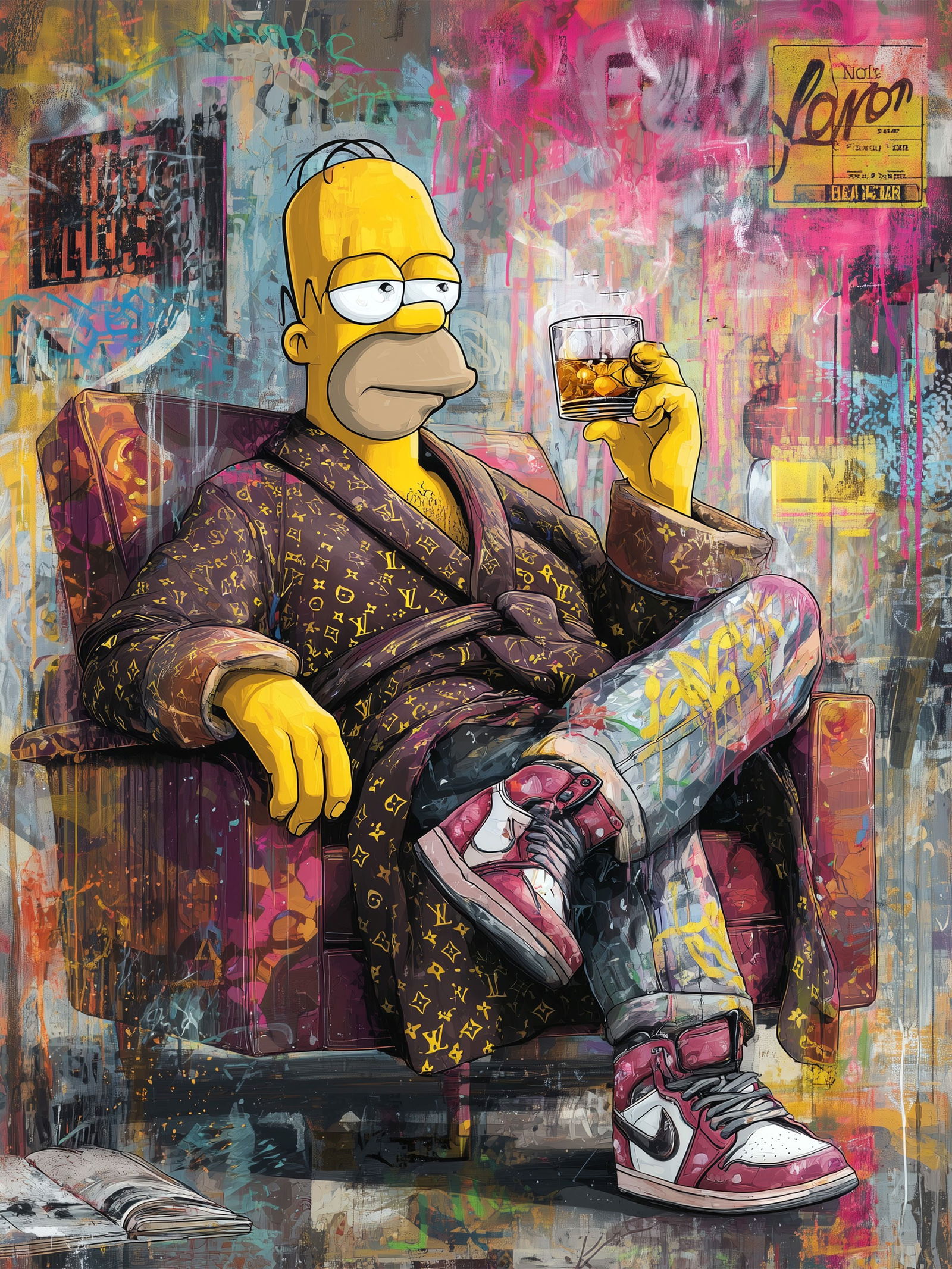 Don’t Tell Marge – 18"x24" – TedyZet – Original mixed media work on paper: Original mixed media artwork by TedyZet (Tadas Zaicikas), work on paper, 18 × 24 inches, part of the artist’s contemporary studio practice exploring power, presence, and modern iconography through