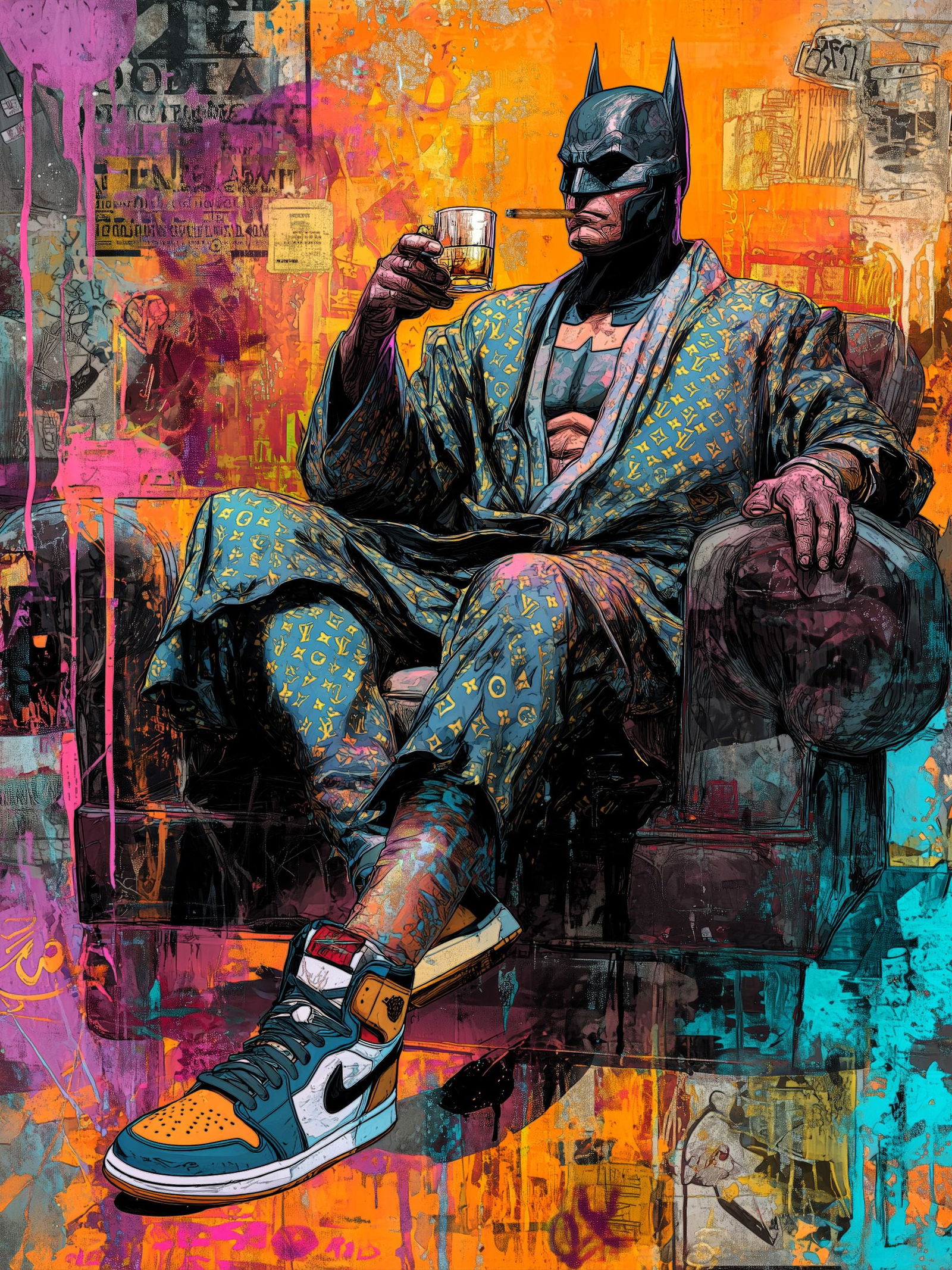 Gotham, Served Neat – 18"x24" – TedyZet – Original mixed media work on paper (1 of 4)