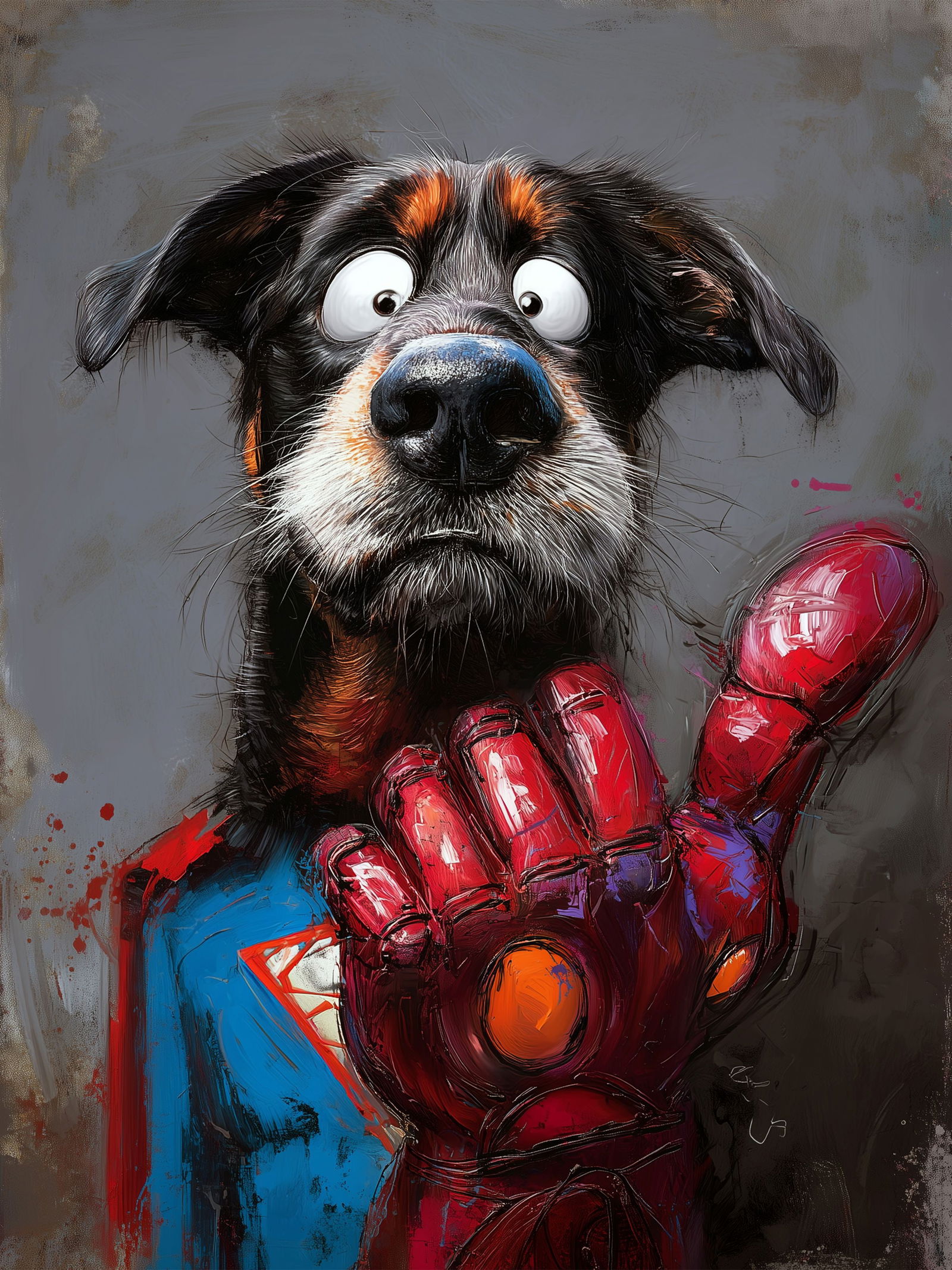 Hero at Heart – 18"x24" – TedyZet – Original mixed media work on paper: Original mixed media artwork by TedyZet (Tadas Zaicikas), work on paper, 18 × 24 inches, part of the artist’s contemporary studio practice exploring power, presence, and modern iconography through