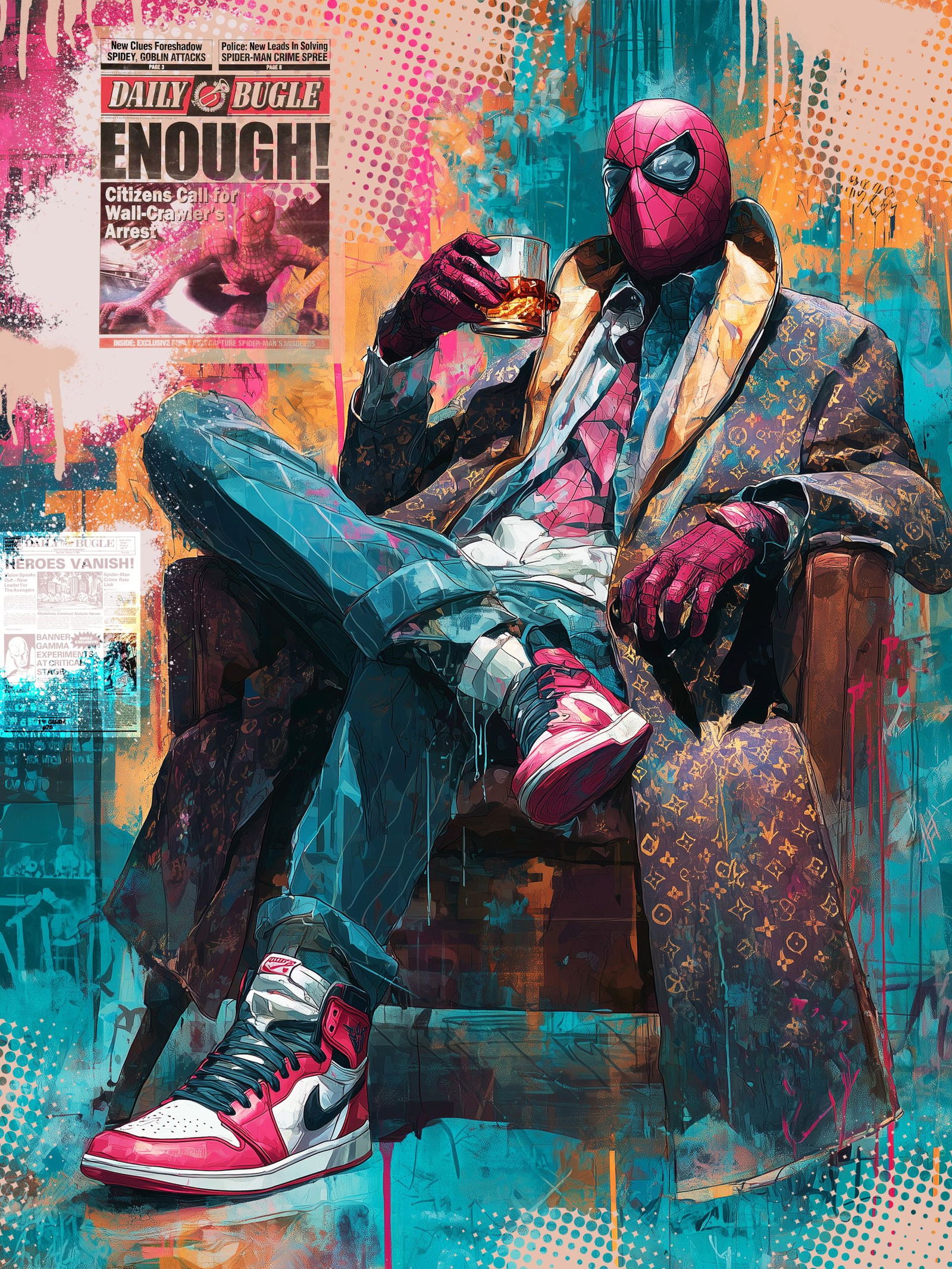 Idle Hero – 18"x24" – TedyZet – Original mixed media work on paper (1 of 4)