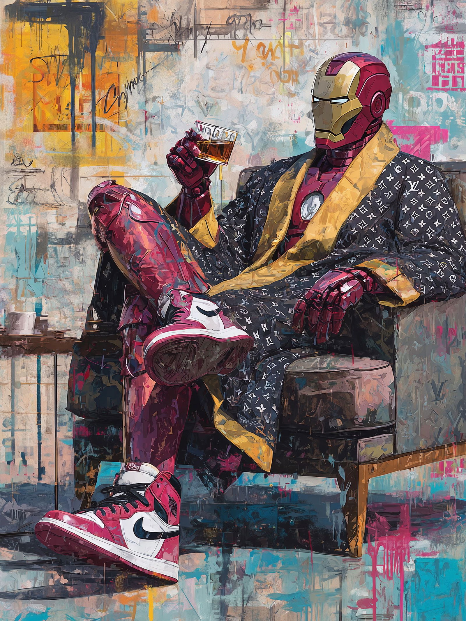 Iron Calm #1 – 18"x24" – TedyZet – Original mixed media work on paper: Original mixed media artwork by TedyZet (Tadas Zaicikas), work on paper, 18 × 24 inches, part of the artist’s contemporary studio practice exploring power, presence, and modern iconography through