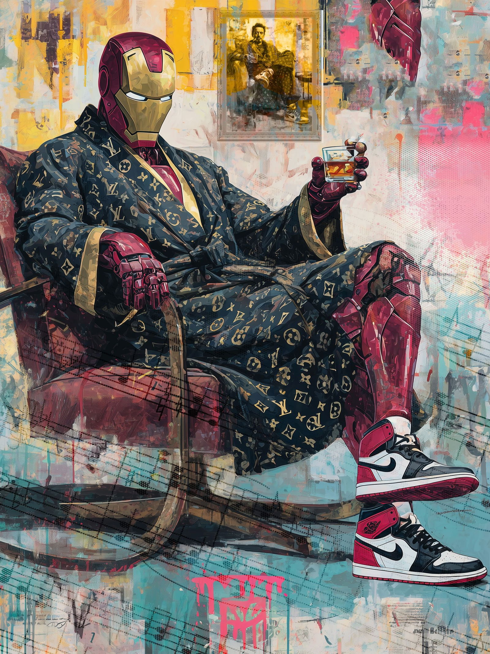 Iron Calm #2 – 18"x24" – TedyZet – Original mixed media work on paper: Original mixed media artwork by TedyZet (Tadas Zaicikas), work on paper, 18 × 24 inches, part of the artist’s contemporary studio practice exploring power, presence, and modern iconography through