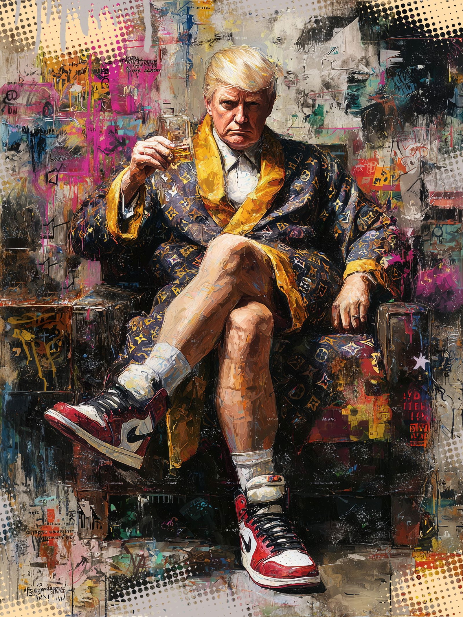 Power Never Sleeps – 18"x24" – TedyZet – Original mixed media work on paper: Original mixed media artwork by TedyZet (Tadas Zaicikas), work on paper, 18 × 24 inches, part of the artist’s contemporary studio practice exploring power, presence, and modern iconography through