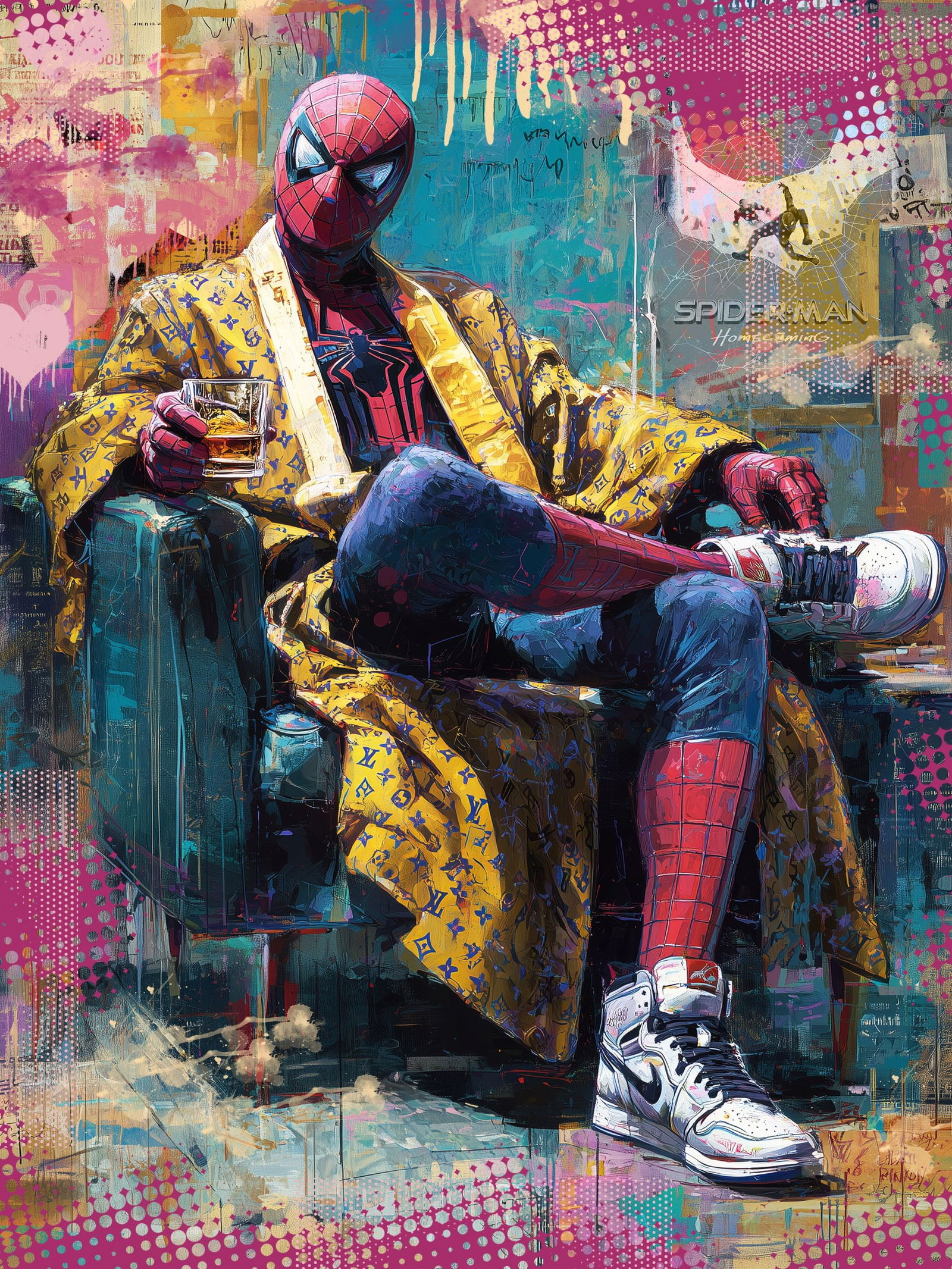 Spider After Hours – 18"x24" – TedyZet – Original mixed media work on paper: Original mixed media artwork by TedyZet (Tadas Zaicikas), work on paper, 18 × 24 inches, part of the artist’s contemporary studio practice exploring power, presence, and modern iconography through