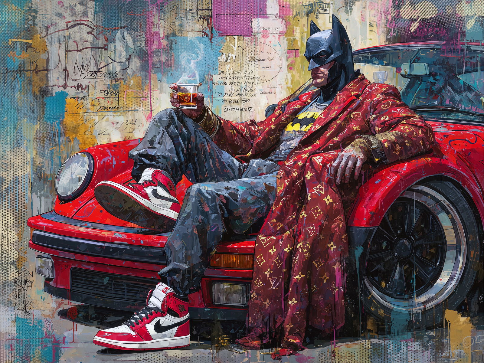 Whiskey Before Dawn – 18"x24" – TedyZet – Original mixed media work on paper: Original mixed media artwork by TedyZet (Tadas Zaicikas), work on paper, 18 × 24 inches, part of the artist’s contemporary studio practice exploring power, presence, and modern iconography through