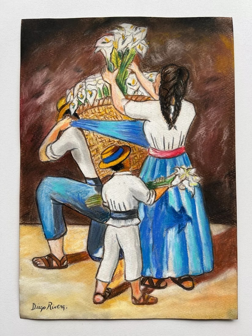 DIEGO RIVERA (AFTER) -  UNTITLED -  MIXED MEDIA ON PAPER - IN THE STYLE OF (1 of 6)