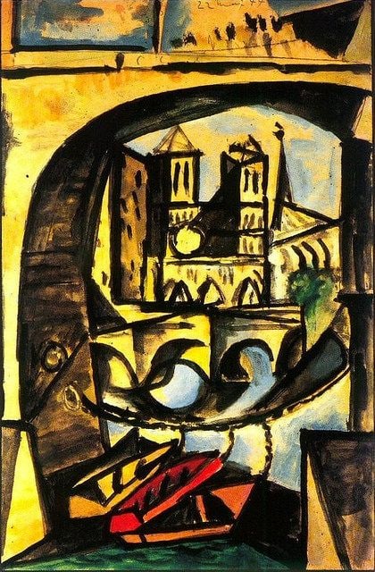 PABLO PICASSO - NOTRE DAME 2 - MIXED MEDIA ON PAPER - IN THE STYLE OF (1 of 1)