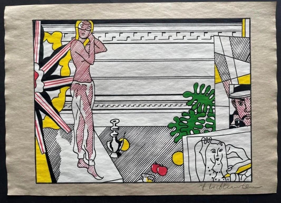 ROY LICHTENSTEIN - UNTITLED - MIXED MEDIA ON PAPER - IN THE STYLE OF: Drawing Mixed Media on paper in the manner/style of Roy Lichtenstein. Our definition of “In the manner/style of”: The auction house believes that the work is done in the manner or style of the