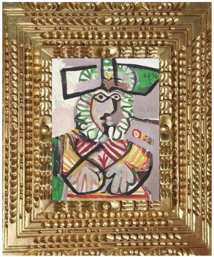 PABLO PICASSO - FACE (ROSTRO) - OIL PAINTING ON CANVAS - IN THE STYLE OF: Oil Painting on Canvas in the manner/style of Pablo Picasso. Our definition of “In the manner/style of”: The auction house believes that the work is done in the manner or style of the named ar