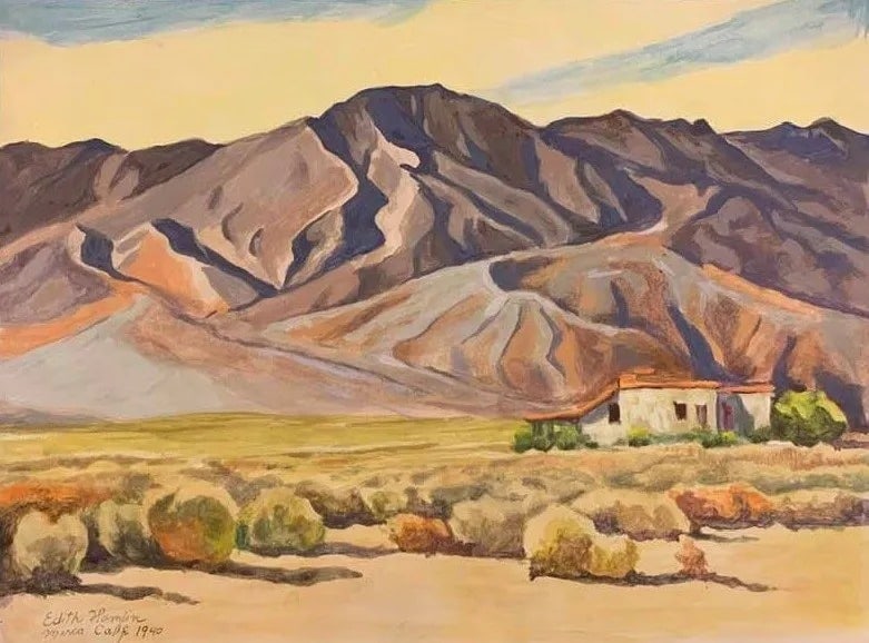 EDITH ANNE HAMLIN - SANTA ROSA IN THE MORNING - WATERCOLOR - IN THE STYLE OF (1 of 2)