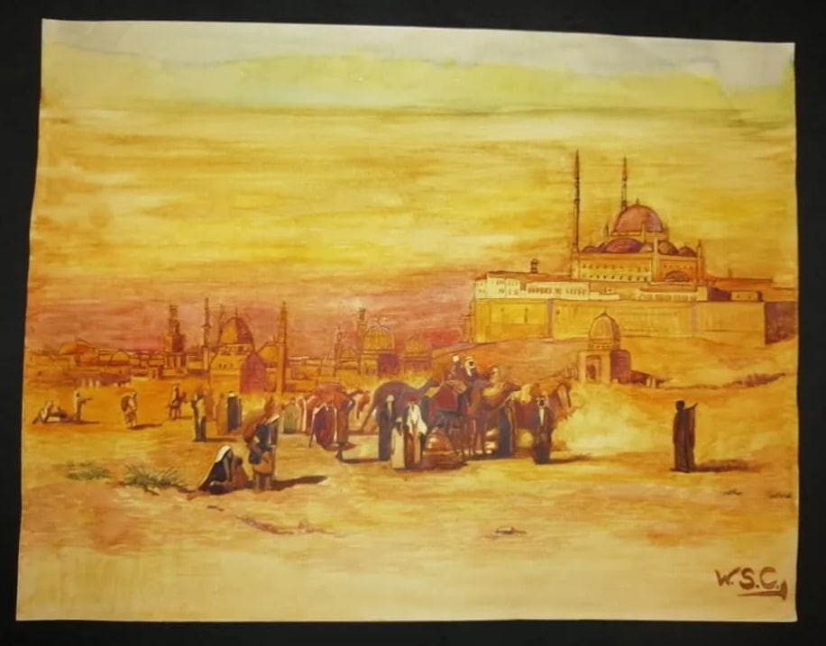 WINSTON CHURCHILL - WATERCOLOR ON PAPER - IN THE STYLE OF (1 of 2)