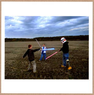 SIGNED - PETER VAN AGTMAEL -- LIGHTSABER FIGHT - LTD 6" x 6" MAGNUM ARCHIVAL PRINT.: Description: 6"x 6" limited edition Fuji Crystal Archival Matte paper print. Image size is 5.5" on the longest side and the paper size is 6" x 6". The Print is SIGNED by Peter Van Agtmael on the verso