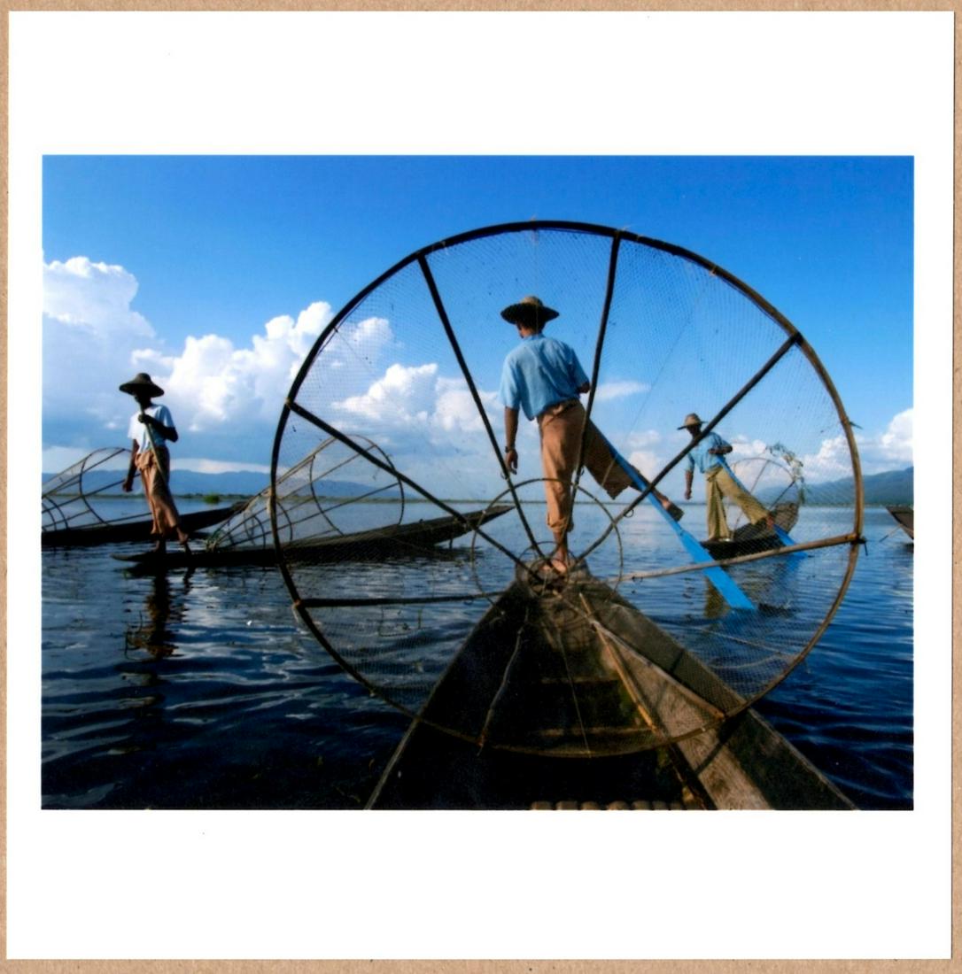 SIGNED - CHIEN-CHI CHANG - FISHERMEN, NORTHERN INLE LAKE, MYANMAR - 6" x 6" MAGNUM ARCHIVAL PRINT. (1 of 2)