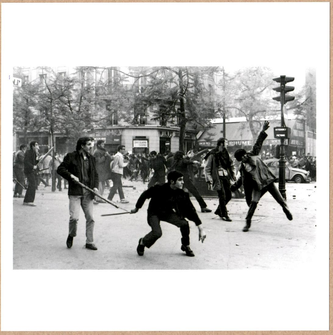 SIGNED - BRUNO BARBEY - STUDENT PROTESTERS, BOULEVARD SAINT-GERMAIN, 6TH ARRONDISSEMENT, PARIS, (1 of 2)