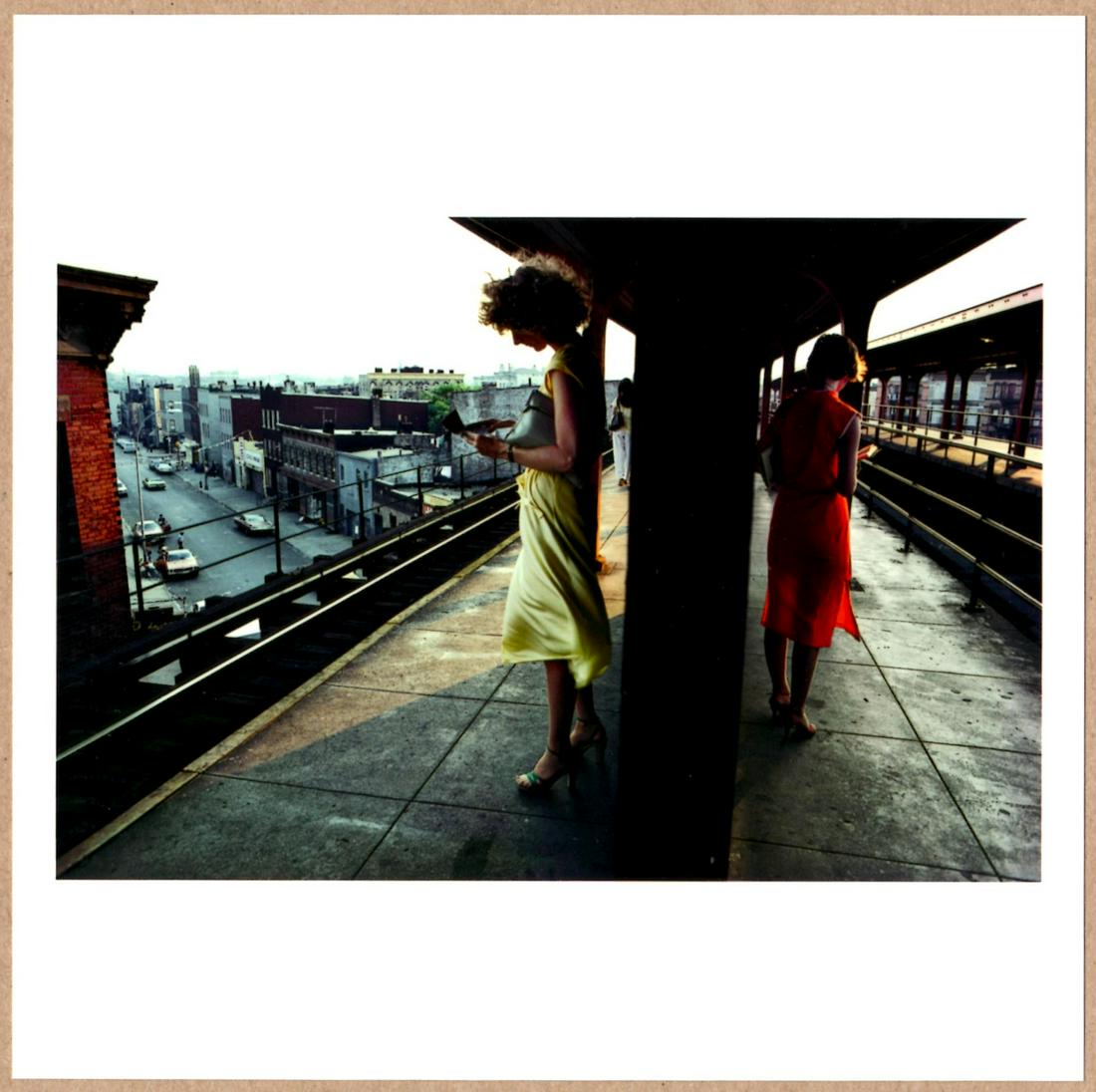 SIGNED - BRUCE DAVIDSON TWO WOMEN ON A SUBWAY PLATFORM, NEW YORK CITY, 1980 - LTD 6" x 6" MAGNUM: Description: 6"x 6" limited edition Fuji Crystal Archival Matte paper print. Image size is 5.5" on the longest side and the paper size is 6" x 6". The Print is SIGNED by Bruce Davidson on the verso.Co