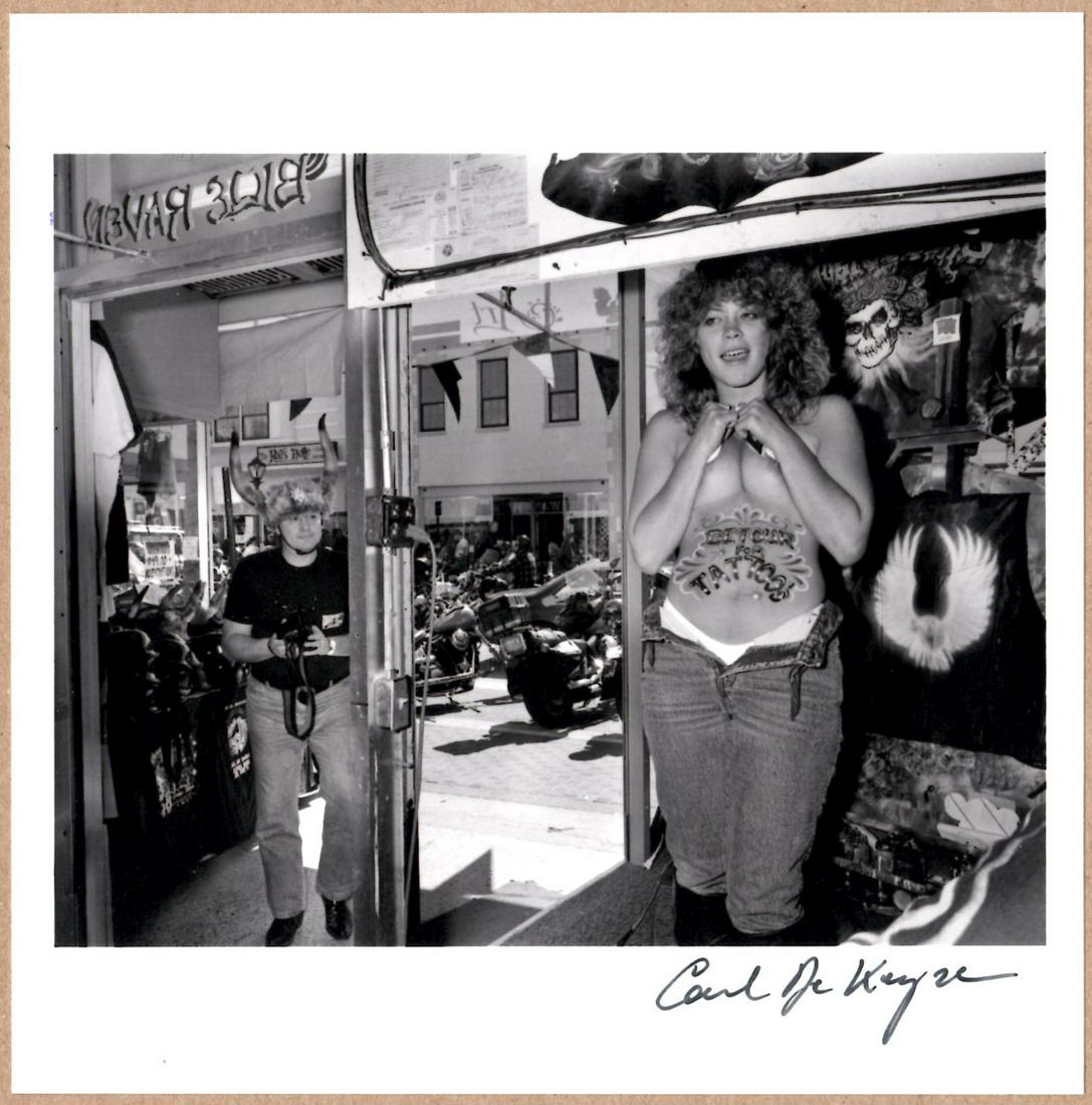 SIGNED - CARL DE KEYZER - TATTOO PARLOR, BIKER WEEK, DAYTONA BEACH, FLORIDA, 1990-1991 - LTD 6" x 6" (1 of 2)