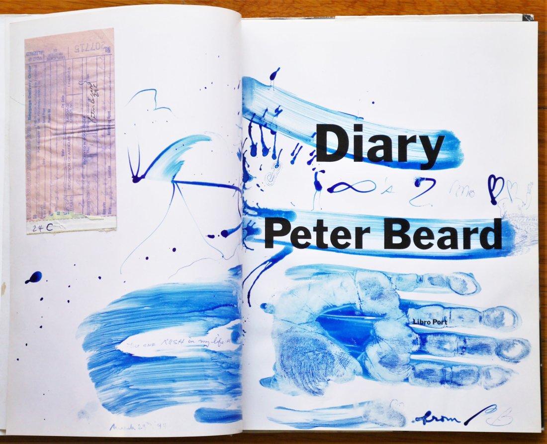 Beard, Peter; Diary [SIGNED W/ DRAWING WITH BLUE HAND PRINT + SIGNED BAGGAGE CLAIM RECEIPT - NICE (1 of 3)