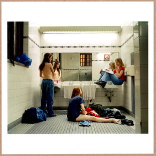 SIGNED - JUSTINE KURLAND - BATHROOM, 1997, FROM THE SERIES GIRL PICTURES - LTD 6" x 6" MAGNUM: Description: 6"x 6" limited edition Fuji Crystal Archival Matte paper print. Image size is 5.5" on the longest side and the paper size is 6" x 6". The Print is SIGNED by Justine Kurland on the