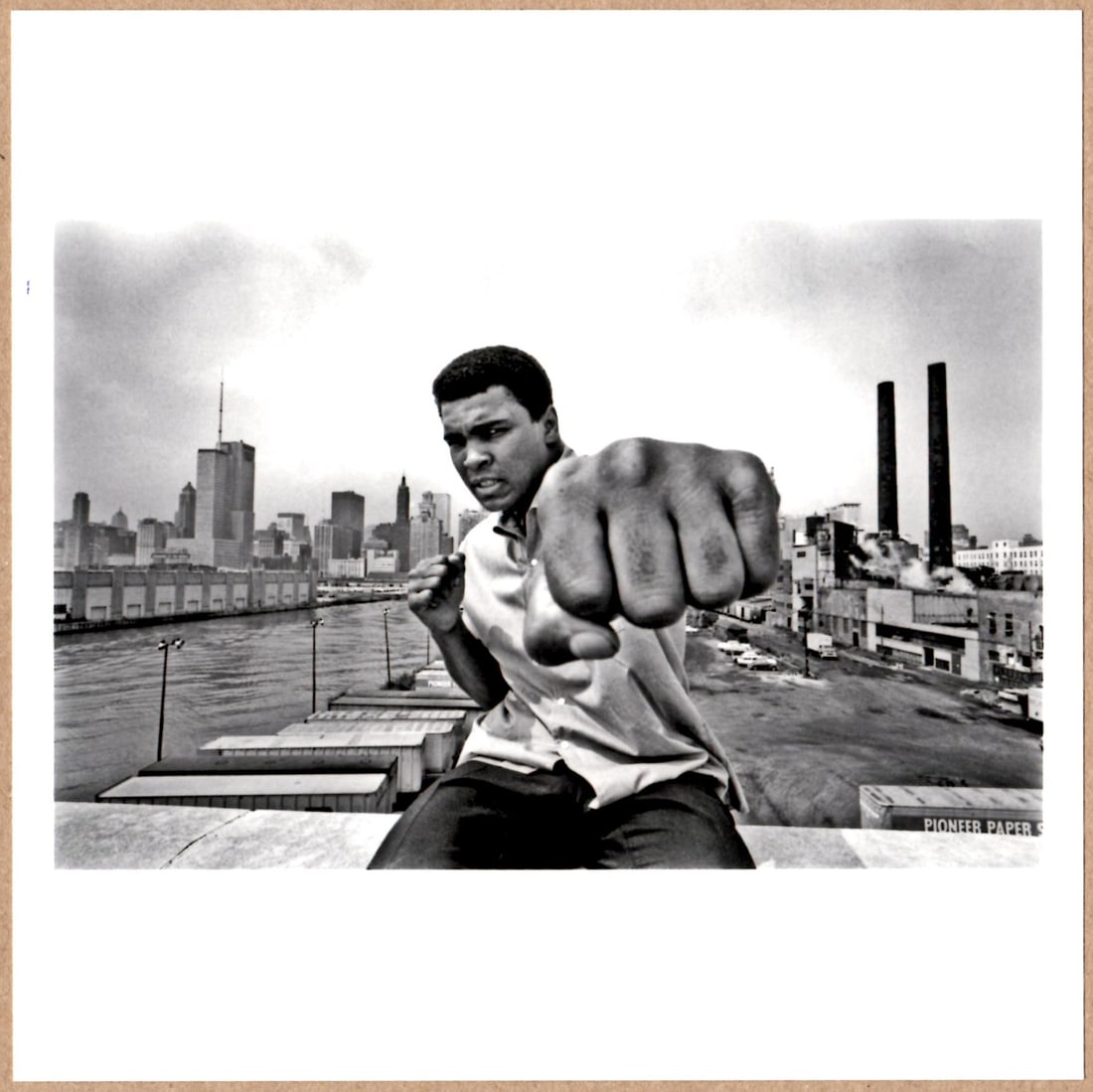 SIGNED - THOMAS HOEPKER MUHAMMAD ALI, STING LIKE A BEE. CHICAGO SKYLINE, 1966 - RARE 2014 LTD 6"x6" (1 of 2)