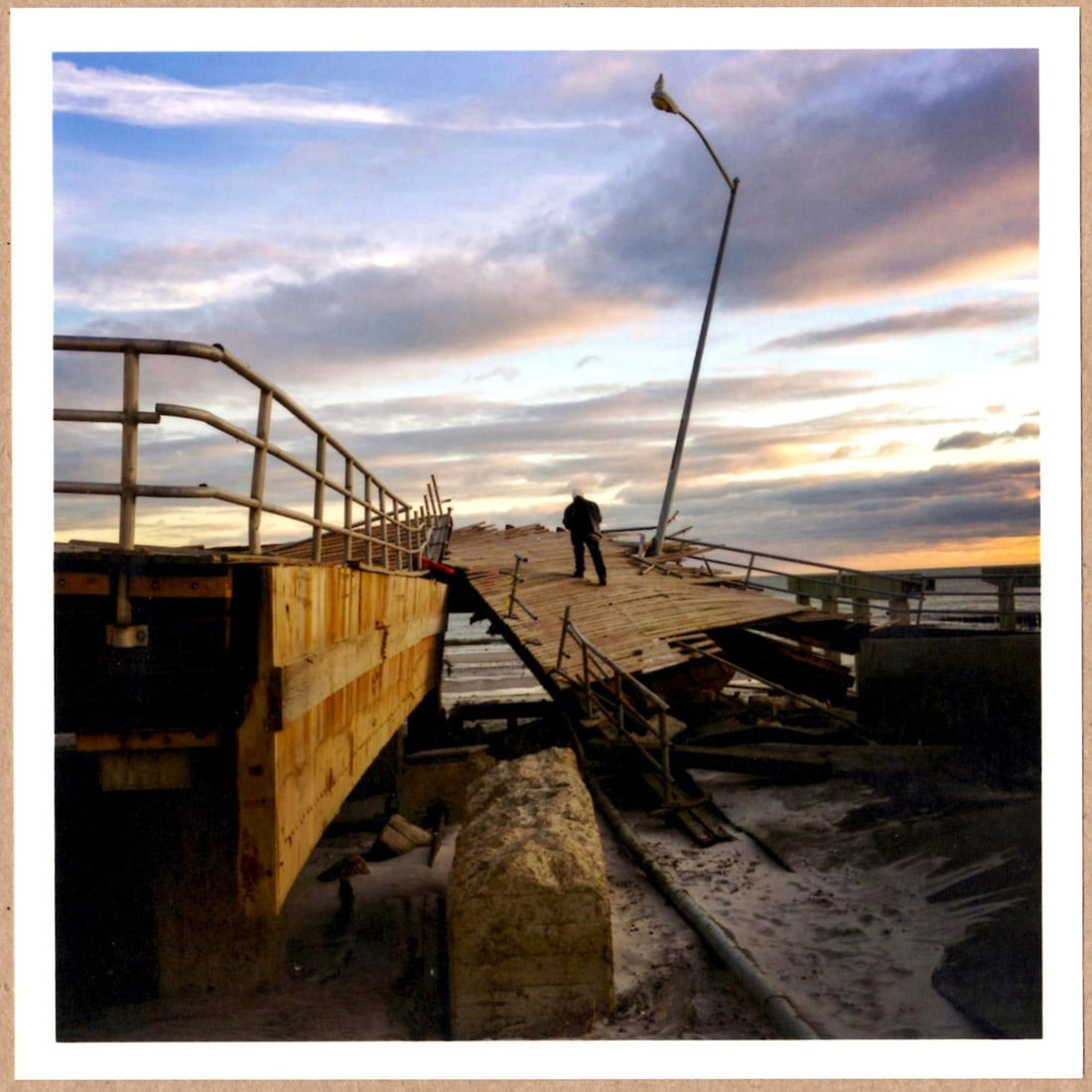 SIGNED - CHRISTOPHER MICHAEL BROWN - LONG WALK ON A BROKEN PIER, HURRICAN SANDY, ROCKAWAYS, NEW: Description: 6"x 6" limited edition Fuji Crystal Archival Matte paper print. Image size is 5.5" on the longest side and the paper size is 6" x 6". The Print is SIGNED by Michael Christopher Brown on t