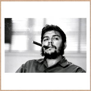 ESTATE STAMPED - RENE BURRI - CHE GUEVARA, CUBA, 1963 - LTD 6" x 6" MAGNUM ARCHIVAL PRINT.: Description: 6"x 6" limited edition Fuji Crystal Archival Matte paper print. Image size is 5.5" on the longest side and the paper size is 6" x 6". The Print is ESTATE STAMPED on the verso.Condition: B