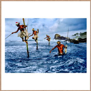 SIGNED - STEVE MCCURRY - FISHERMEN WELIGAMA, SRI LANKA 1995 6"x6" MAGNUM PRINT.: Description: 6"x 6" limited edition Fuji Crystal Archival Matte paper print. Image size is 5.5" on the longest side and the paper size is 6" x 6". The Print is SIGNED by Steve McCurry on the verso.Con