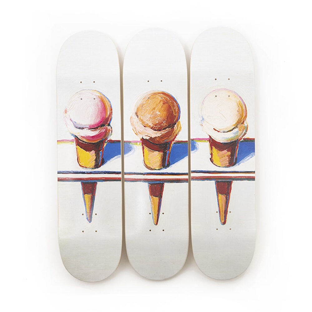 Thiebaud, Wayne; Wayne Thiebaud, Three Cones [LIMITED EDITION OF 3 SKATEBOARD DECKS] (1 of 3)
