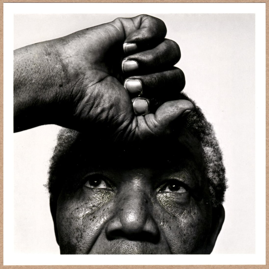 SIGNED - HANS GEDDA - CLENCHED FIST, NELSON MANDELA, STOCKHOLM, SWEDEN, 1990 - LTD 6" x 6" MAGNUM (1 of 2)
