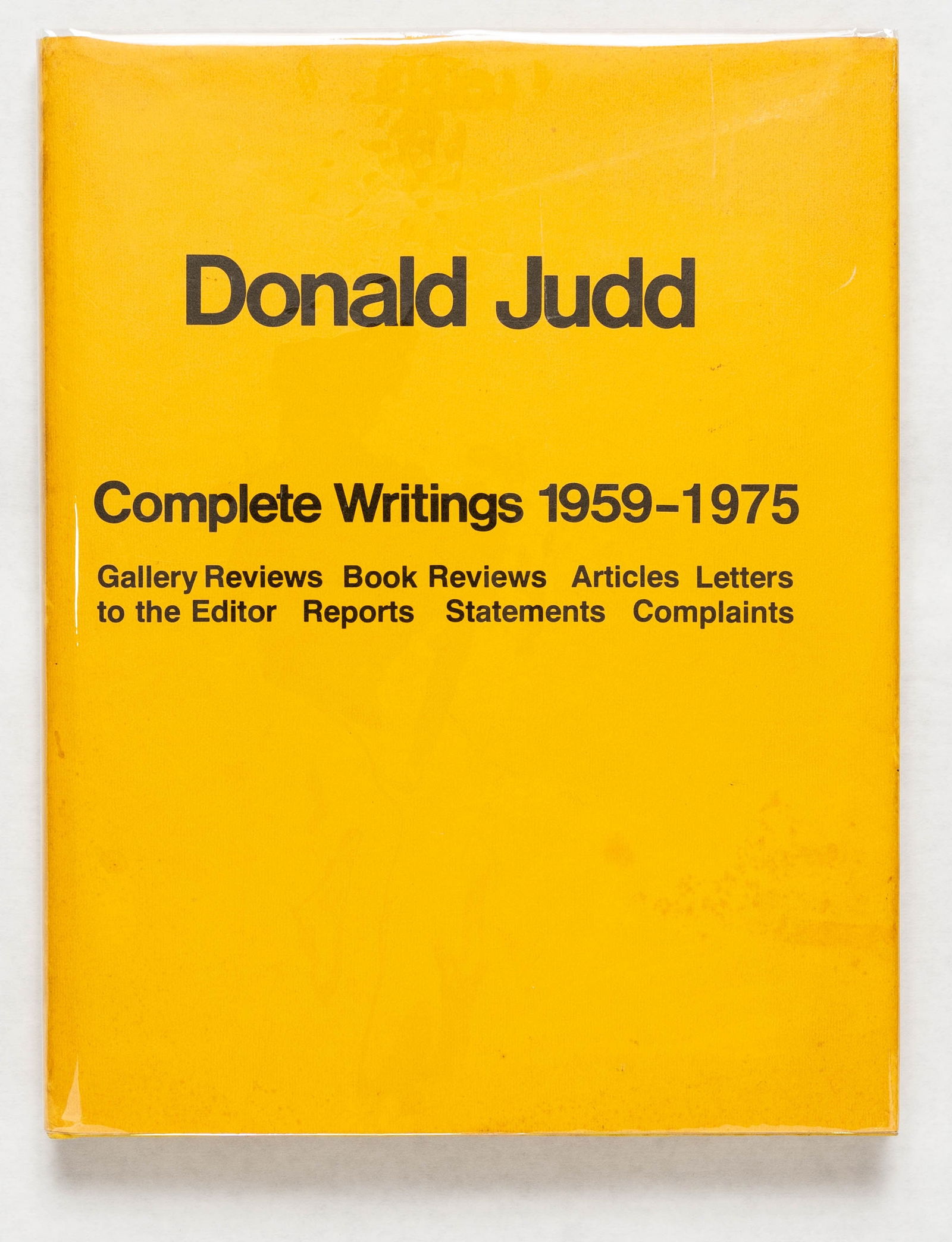 Judd, Donald; Complete Writings 1959-1975  [SIGNED - 1975 1ST EDITION HARDCOVER - FINE COPY] (1 of 8)