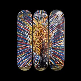 Raymond Pettibon and Marcel Dzama: Flambeau [LIMITED EDITION #50 SKATEBOARD TRIPTYCH]