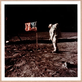 STAMPED - NIEL ARMSTRONG - EDWIN "BUZZ" ALDRIN ON THE MOON, 1969 - 6"x 6" MAGNUM PRINT