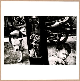 SIGNED - JACOB AUE SOBOL - DOG & BOY, BANGKOK, THAILAND, 2008 - 6" x 6" 2014 MAGNUM PRINT