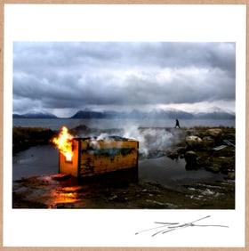SIGNED - JONAS BENDIKSEN BURNING HUT, VESTERALEN, NORWAY, 2012 6"x 6" MAGNUM PRINT