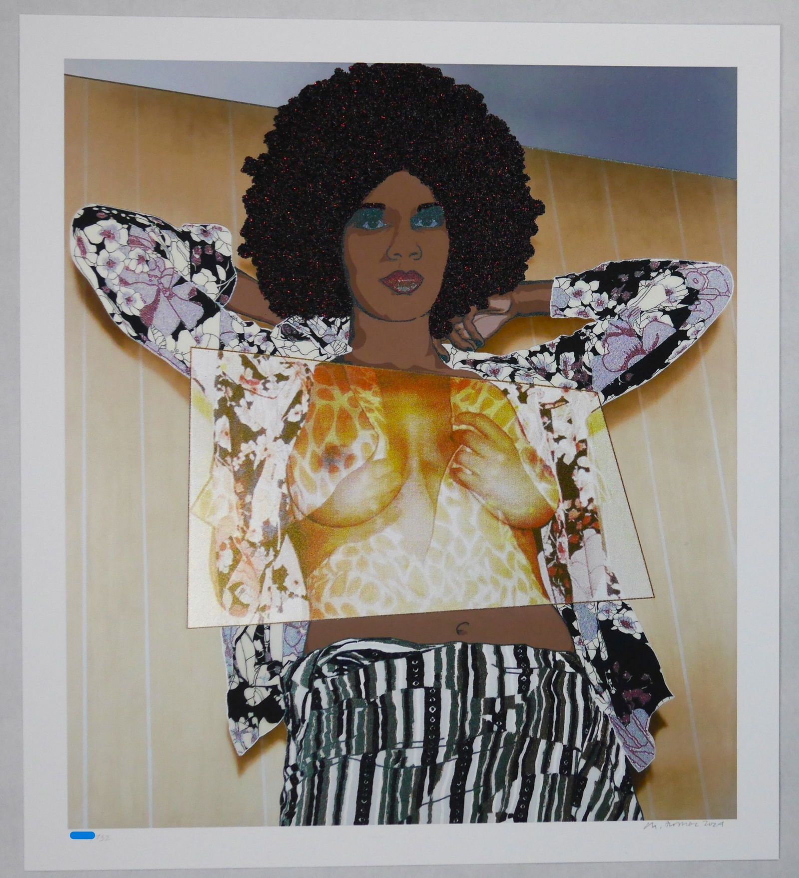 Thomas, Mickalene; Portrait of Maya #10 [SIGNED LTD ED 23.35" × 20.67" PRINT] (1 of 4)