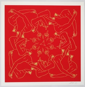 Weiwei, Ai; Middle Finger in Red [SIGNED LIMITED EDITION SCREENPRINT #/1285 - 23.62 x 23.62 INCHES]