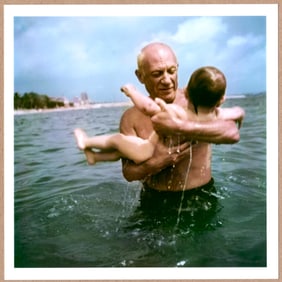 ESTATE STAMPED - ROBERT CAPA - PABLO PICASSO PLAYING WITH HIS SON CLAUDE, VALLURIS, FRANCE, 1948 -