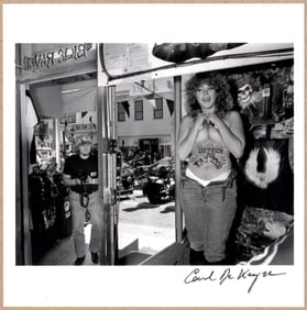 SIGNED - CARL DE KEYZER - TATTOO PARLOR, BIKER WEEK, DAYTONA BEACH, FLORIDA, 1990-1991 6" x 6" PHOTO