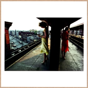 SIGNED - BRUCE DAVIDSON TWO WOMEN ON A SUBWAY PLATFORM, NEW YORK CITY, 1980 - LTD 6" x 6" PHOTOGRAPH