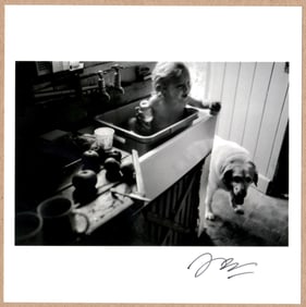SIGNED - STUART FRANKLIN - BILLY IN THE KITCHEN SINK, ANGLESEY WALES LTD 6" x 6" MAGNUM PRINT