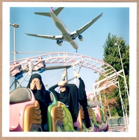 SIGNED - SABIHA CIMEN - PLANE OVER STUDENTS ROLLERCOASTER, ISTANBUL, TURKEY, 2018 LTD 6" x 6" PHOTO